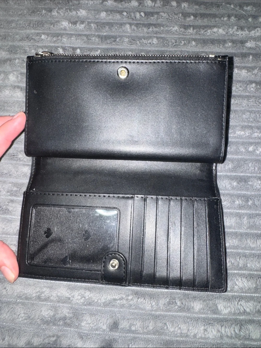 kate spade Black Pebbled Leather Long Wallet